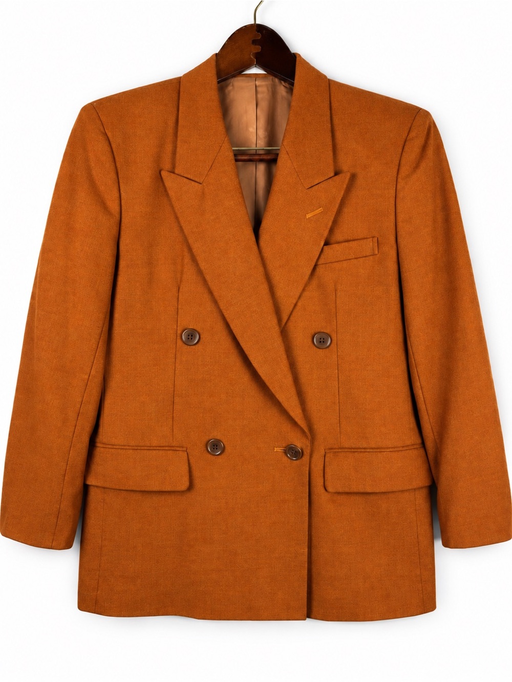 Linea Valoni 100% Wool Rust Orange Blazer Made in Japan 9